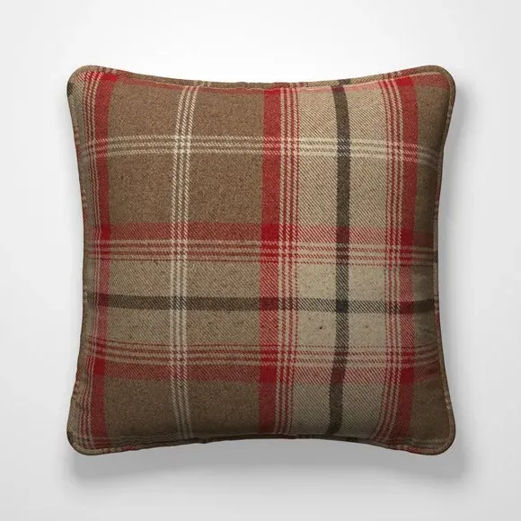 Cushion Cover with Highland Check - Rosso