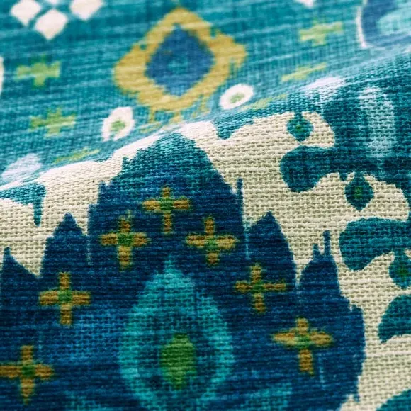 Cushion Cover with Ikat Design - Teal, Cotton
