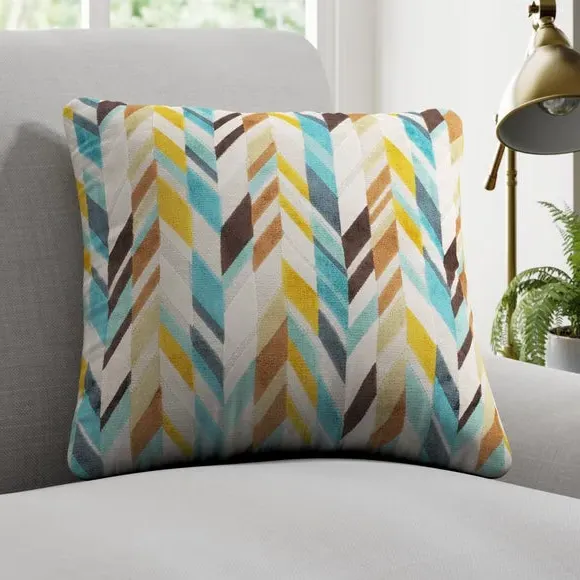 Cushion Cover with Jacquard Print - Teal, Polyester image