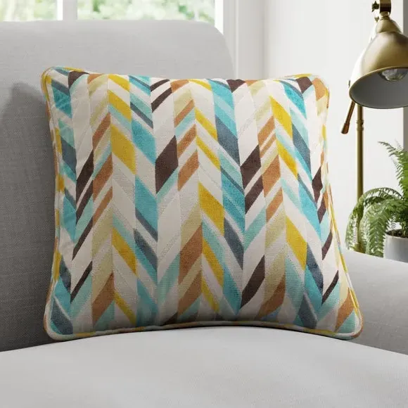 Cushion Cover with Jacquard Print - Teal, Polyester