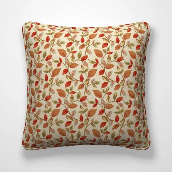 Cushion Cover with Leaf Design - Burnt Orange