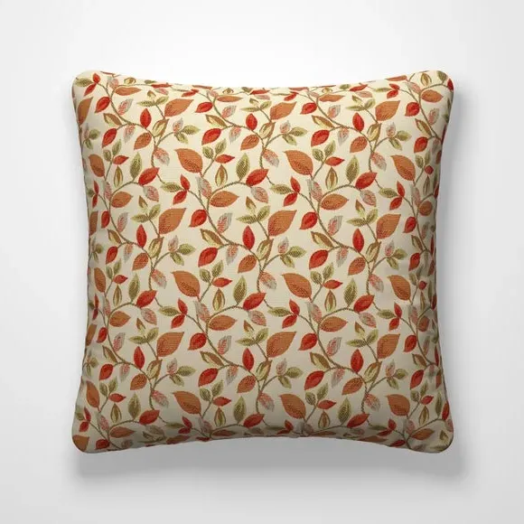 Cushion Cover with Leaf Design - Burnt Orange
