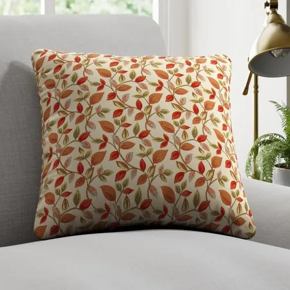 Cushion Cover with Leaf Design - Burnt Orange image