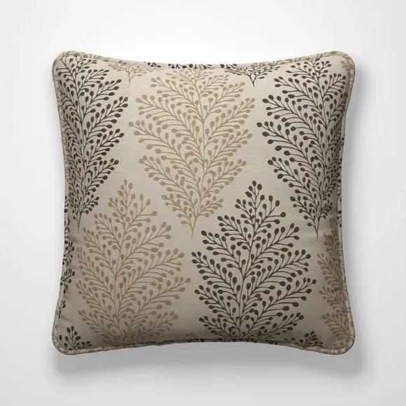 Cushion Cover with Leaf Design - Charcoal