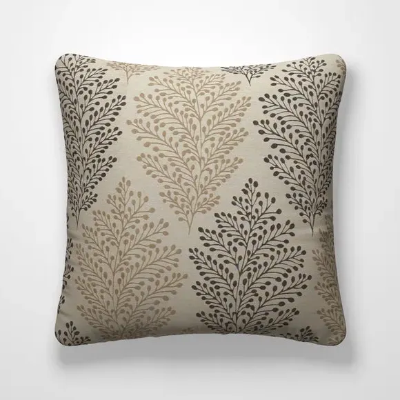 Cushion Cover with Leaf Design - Charcoal