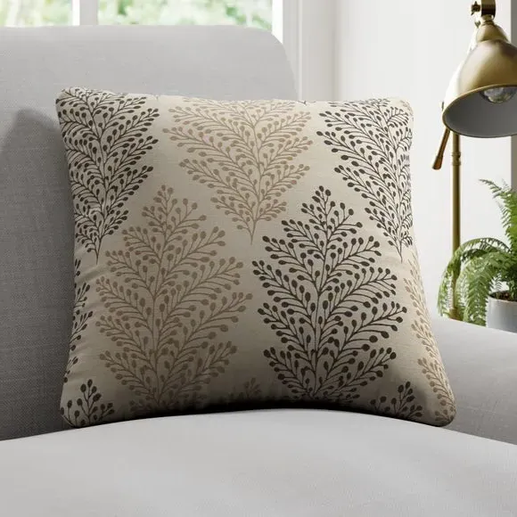 Cushion Cover with Leaf Design - Charcoal image