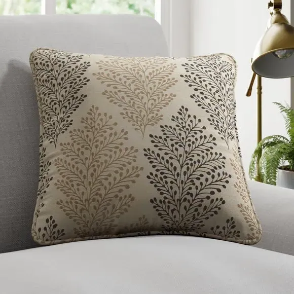Cushion Cover with Leaf Design - Charcoal