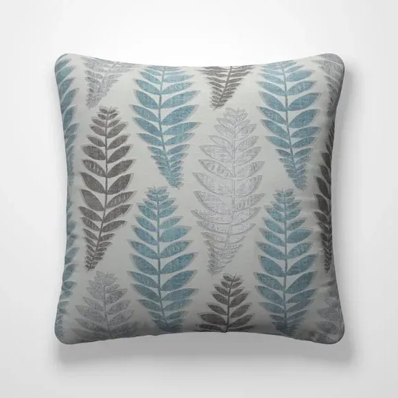 Cushion Cover with Leaf Design - Duck Egg