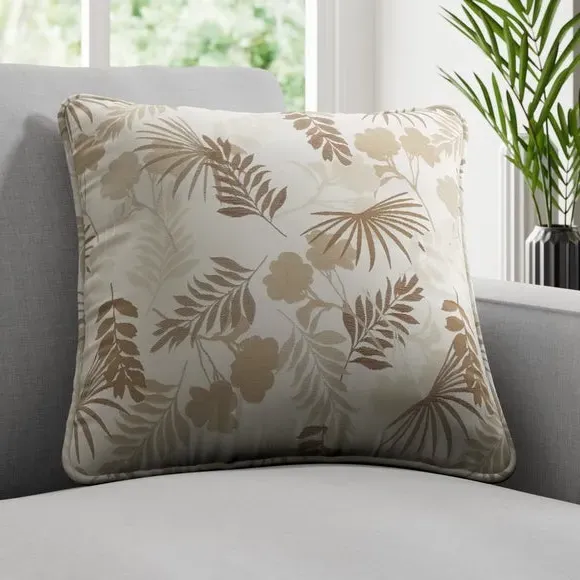 Cushion Cover with Leaf Design - Natural