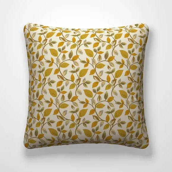 Cushion Cover with Leaf Design - Ochre