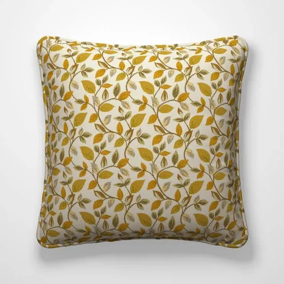 Cushion Cover with Leaf Design - Ochre