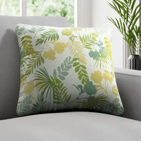 Cushion Cover with Leaf Design - Pampas