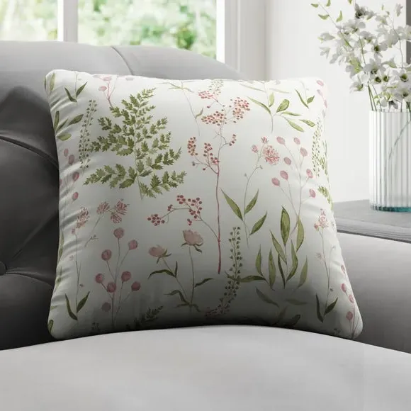 Cushion Cover with Leaf Design - Peony, Cotton