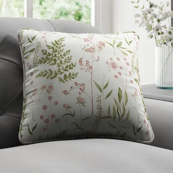 Cushion Cover with Leaf Design - Peony, Cotton