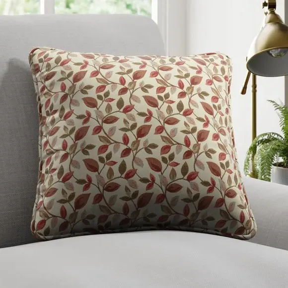Cushion Cover with Leaf Design - Rosso