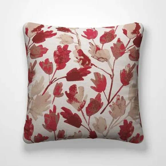 Cushion Cover with Leaf Design - Rosso