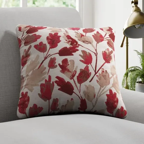 Cushion Cover with Leaf Design - Rosso image