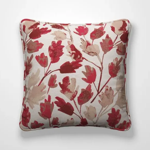 Cushion Cover with Leaf Design - Rosso