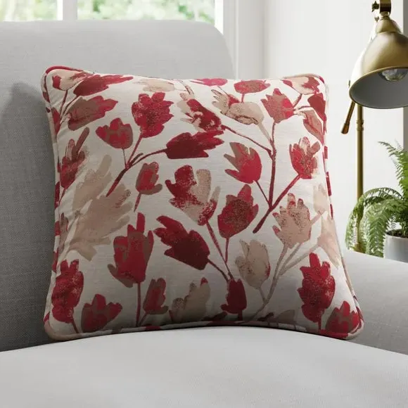 Cushion Cover with Leaf Design - Rosso