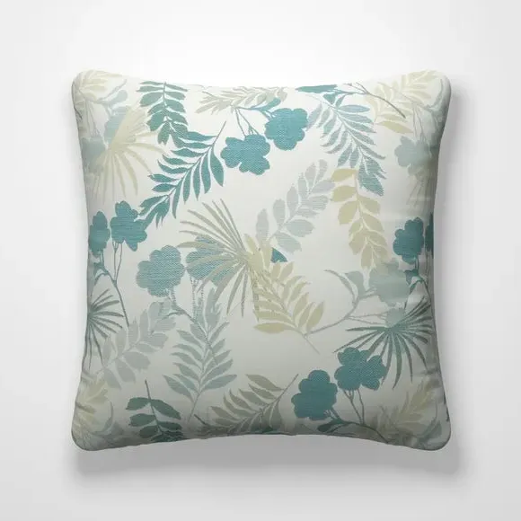 Cushion Cover with Leaf Design - Seafoam