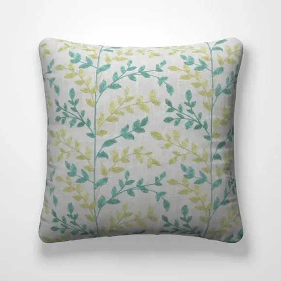 Cushion Cover with Leaf Design - Sky, Cotton