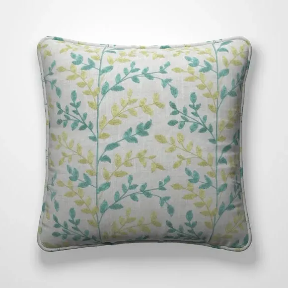Cushion Cover with Leaf Design - Sky, Cotton
