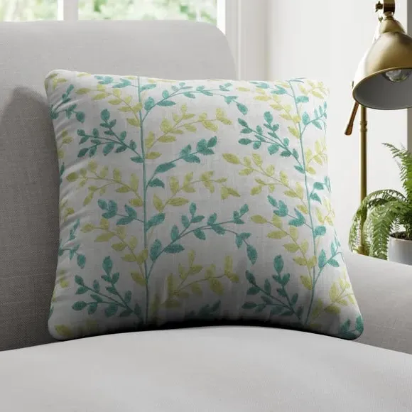 Cushion Cover with Leaf Design - Sky, Cotton image