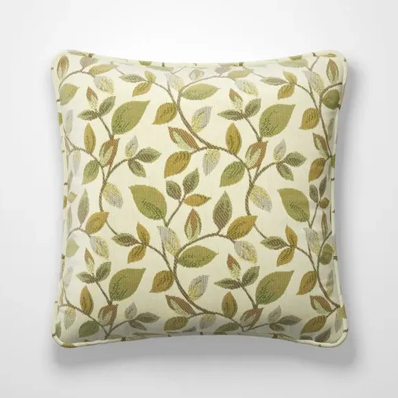 Cushion Cover with Leaf Design - Verdigris