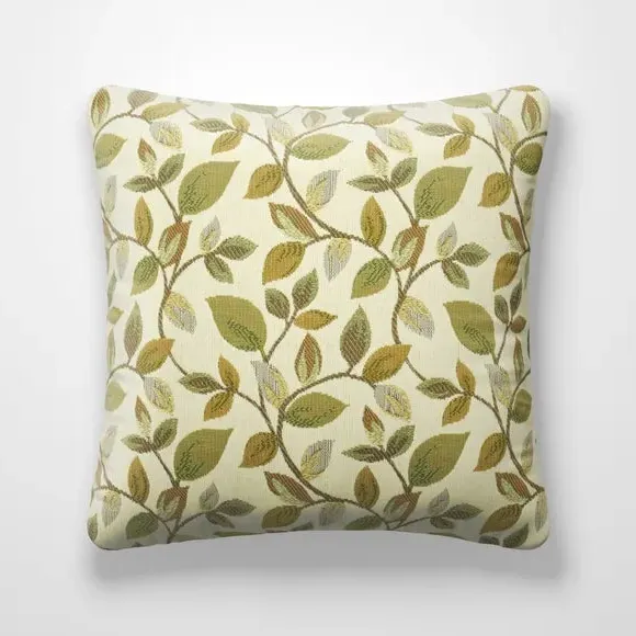 Cushion Cover with Leaf Design - Verdigris