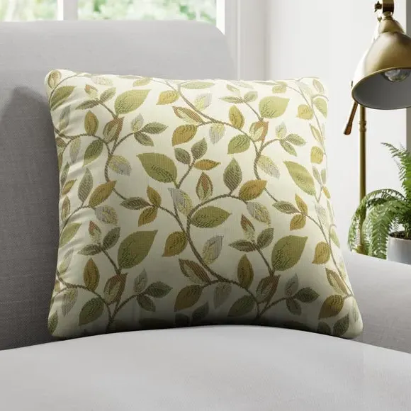 Cushion Cover with Leaf Design - Verdigris
