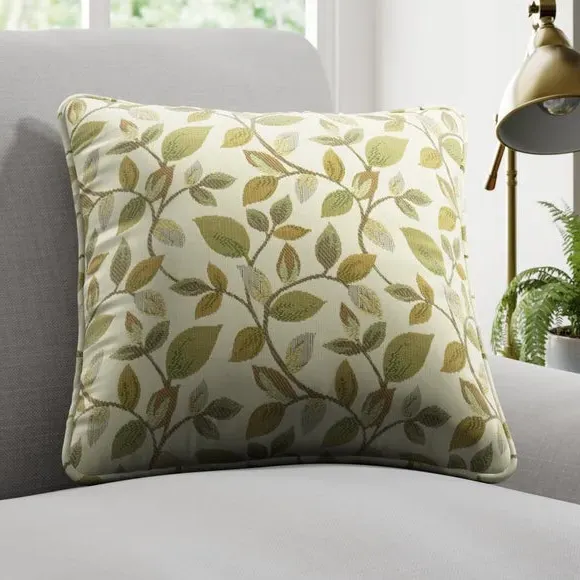 Cushion Cover with Leaf Design - Verdigris
