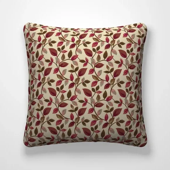 Cushion Cover with Leaf Design - Wine
