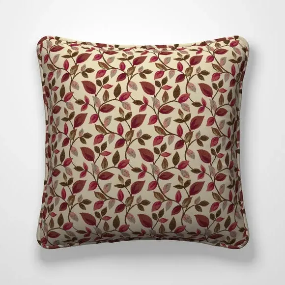 Cushion Cover with Leaf Design - Wine