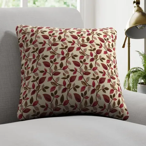 Cushion Cover with Leaf Design - Wine