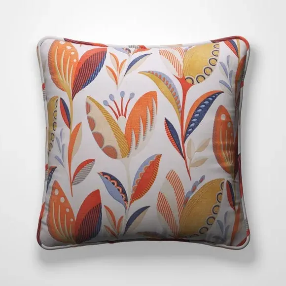 Cushion Cover with Leaf Pattern - Burnt Orange