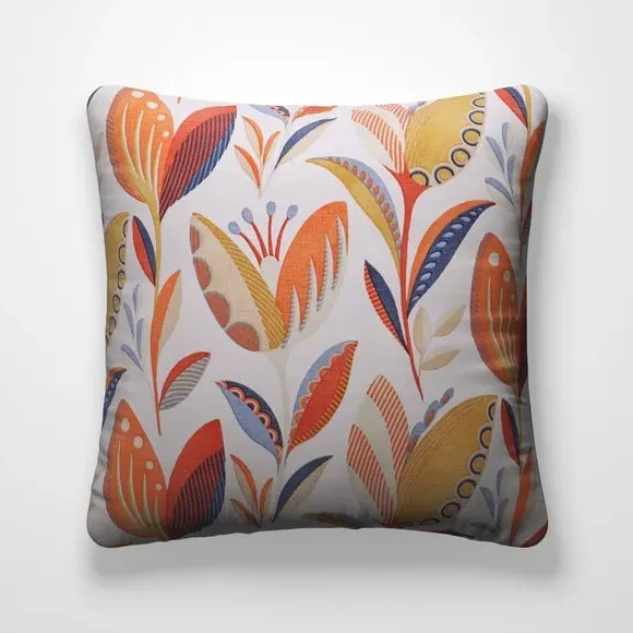 Cushion Cover with Leaf Pattern - Burnt Orange