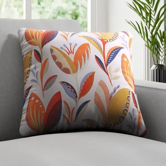 Cushion Cover with Leaf Pattern - Burnt Orange image