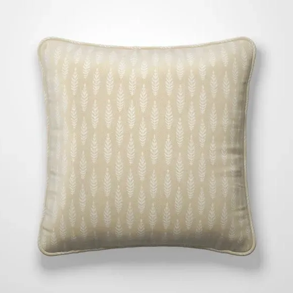 Cushion Cover with Leaf Pattern - Flax, Polycotton