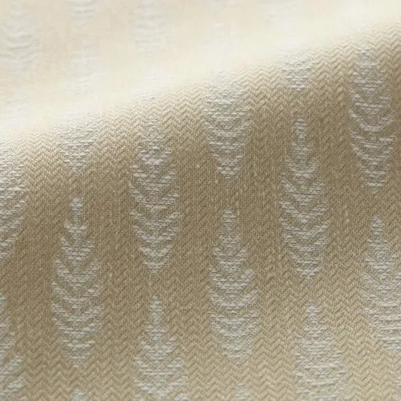 Cushion Cover with Leaf Pattern - Flax, Polycotton
