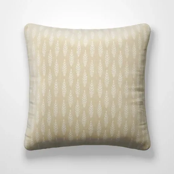 Cushion Cover with Leaf Pattern - Flax, Polycotton