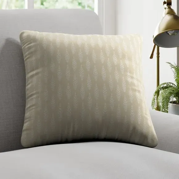 Cushion Cover with Leaf Pattern - Flax, Polycotton