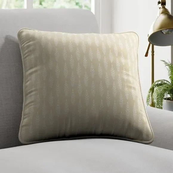 Cushion Cover with Leaf Pattern - Flax, Polycotton image