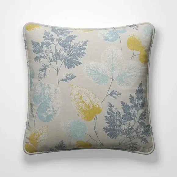 Cushion Cover with Leaf Pattern - Indigo