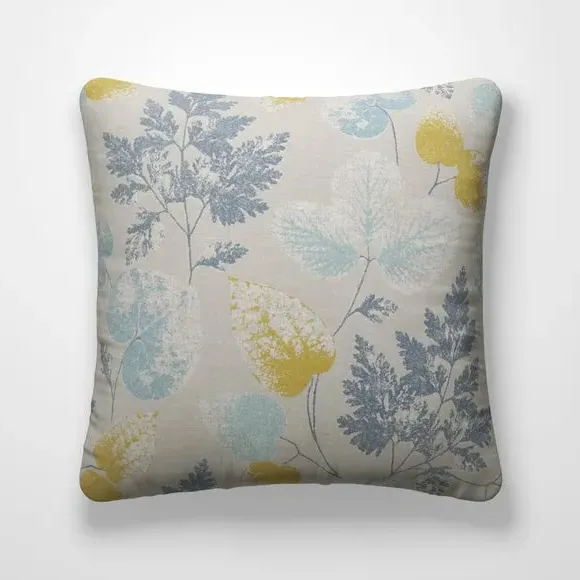 Cushion Cover with Leaf Pattern - Indigo