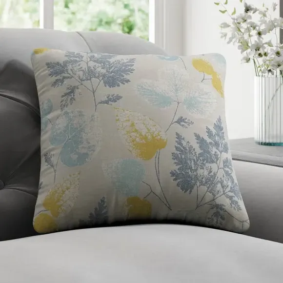 Cushion Cover with Leaf Pattern - Indigo image