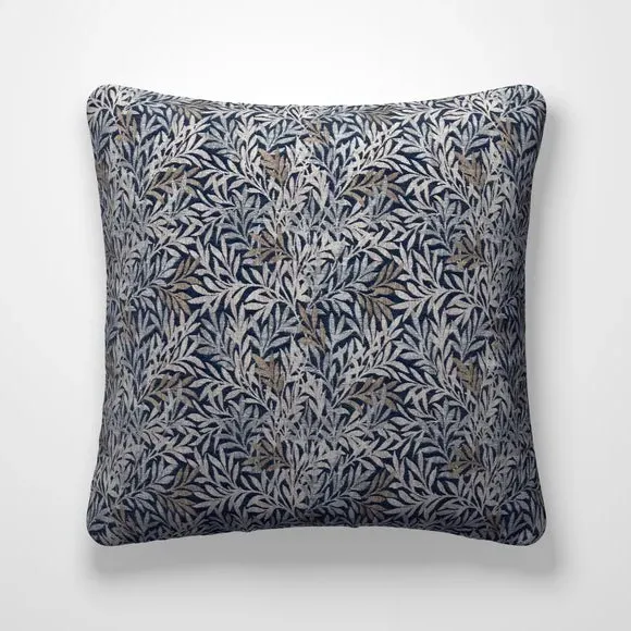Cushion Cover with Leaf Pattern - Indigo