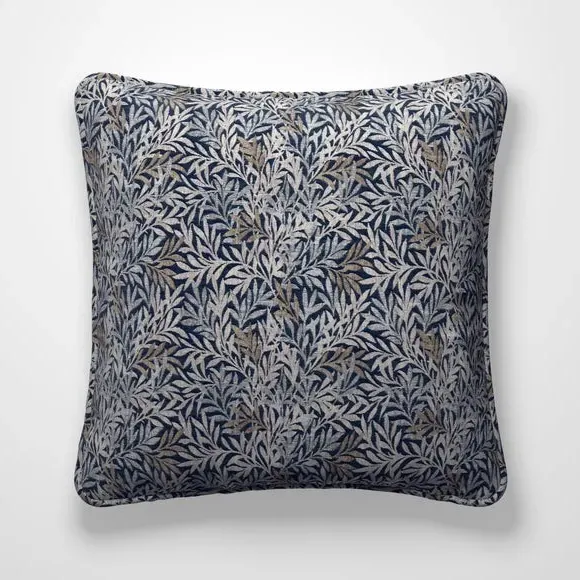 Cushion Cover with Leaf Pattern - Indigo