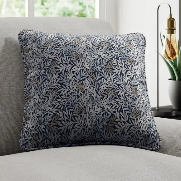 Cushion Cover with Leaf Pattern - Indigo