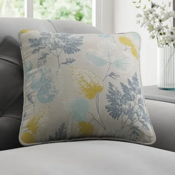 Cushion Cover with Leaf Pattern - Indigo