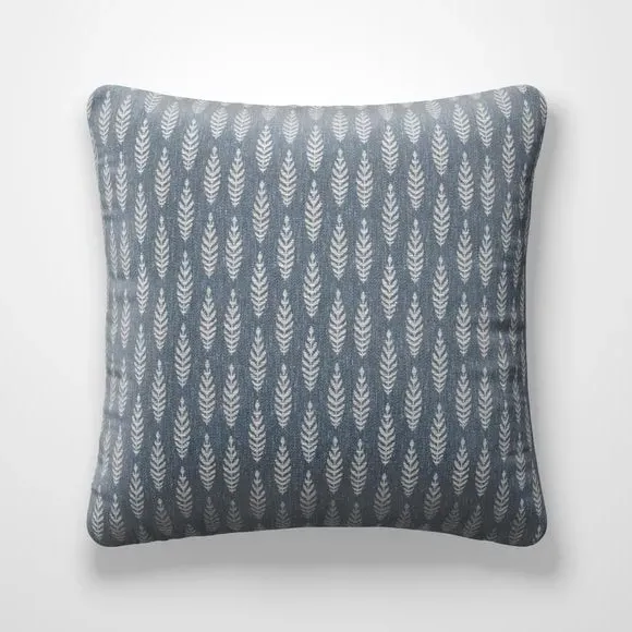 Cushion Cover with Leaf Pattern - Ink, Polycotton
